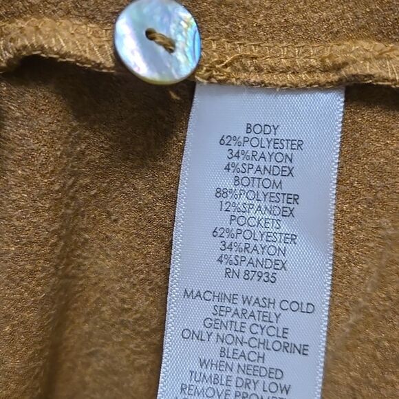 LOGO Lounge Drape Front Waterfall Cardigan 3X French Terry Faux Suede Western - Picture 6 of 13